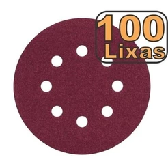 Kit 100 Disco Lixa para madeira metal massa e similares 125mm 8 Furos lixa roto orbital