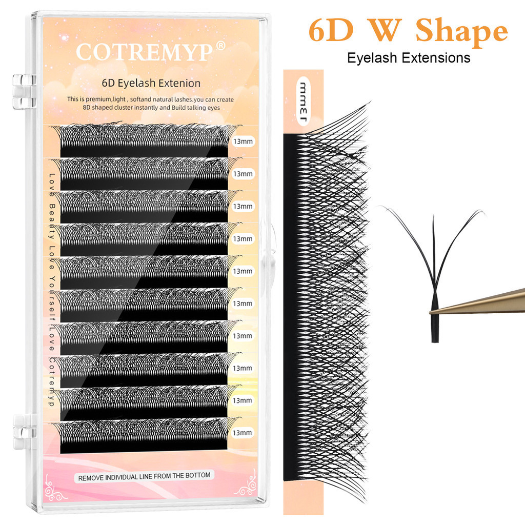 COTREMYP 6D W Extensão De Cílios Em Forma Premade Volume Ventiladores Estilo Faux Mink Soft Easy Natural