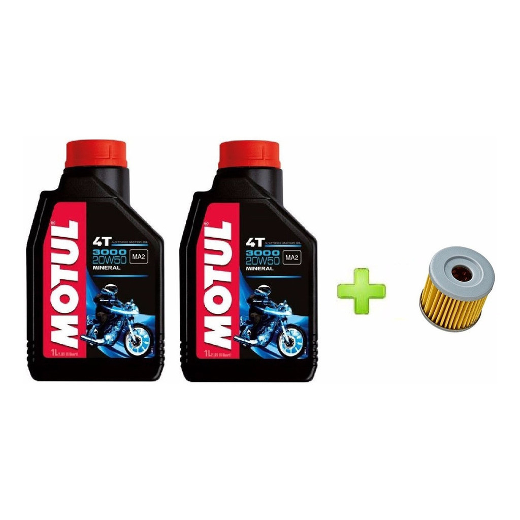 2 Óleo Motor Motul 3000 20w 50  + Filtro Comet Mirage 250