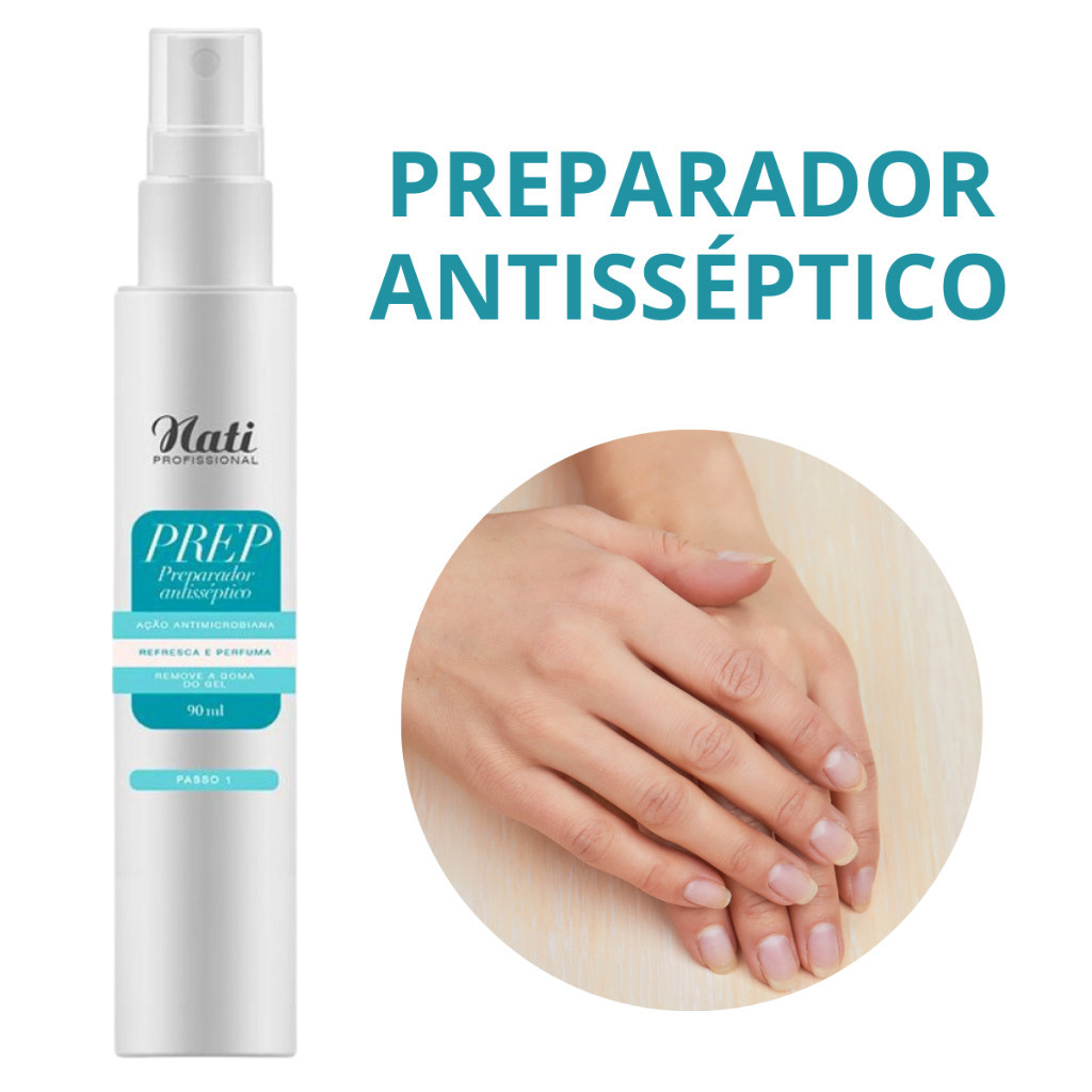 Prep Spray Preparador Antisséptico Bactericida Unha Nati 120 ml Unhas de Gel Fibra Manicure