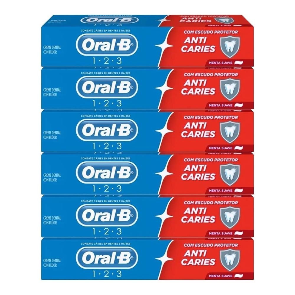 Kit 6 und Creme Dental Oral-B 123 Anticaries 70g - Health