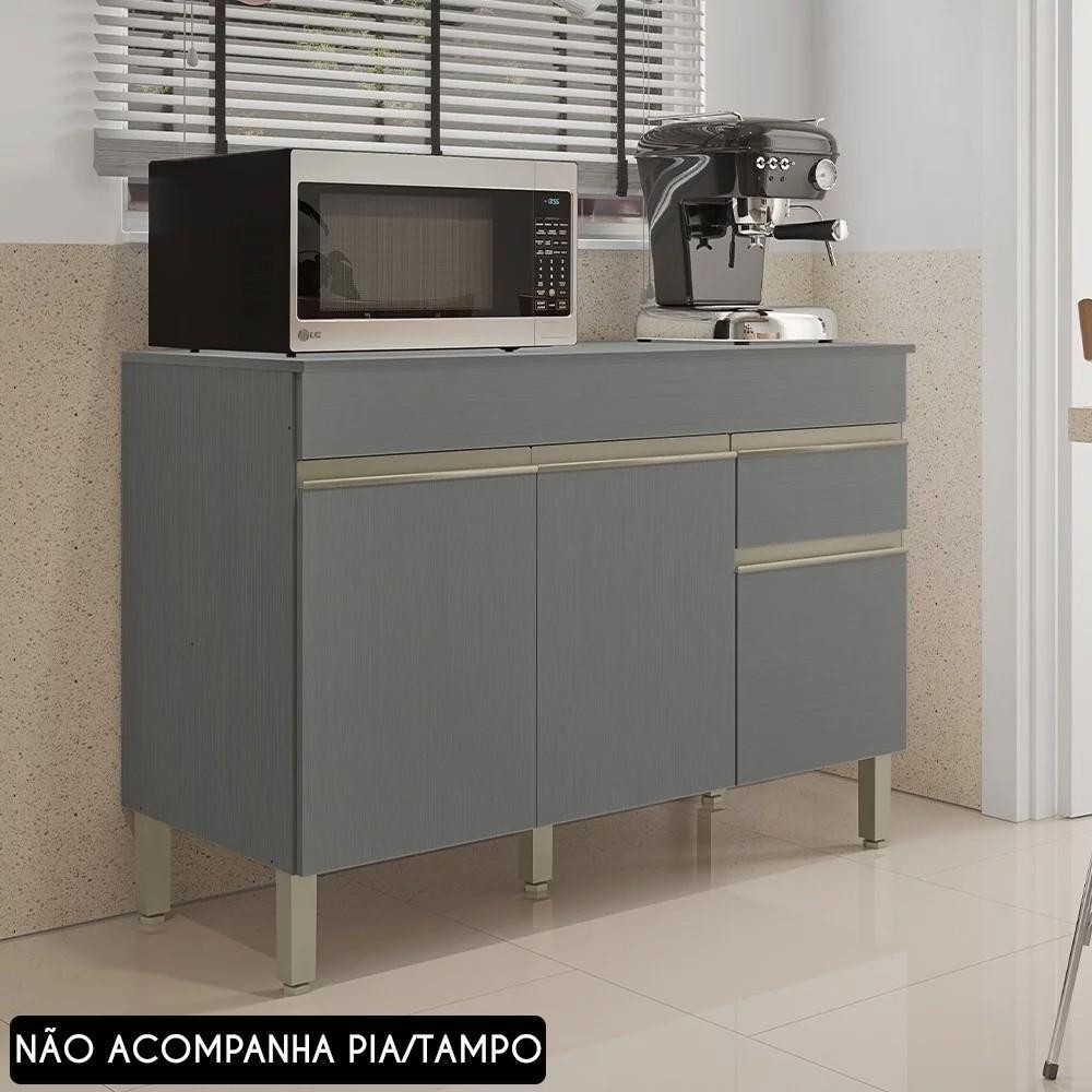 Balcão Gabinete para Pia sem Tampo 150cm Lina Z06 Gris - Mpozenato em Oferta na Shopee