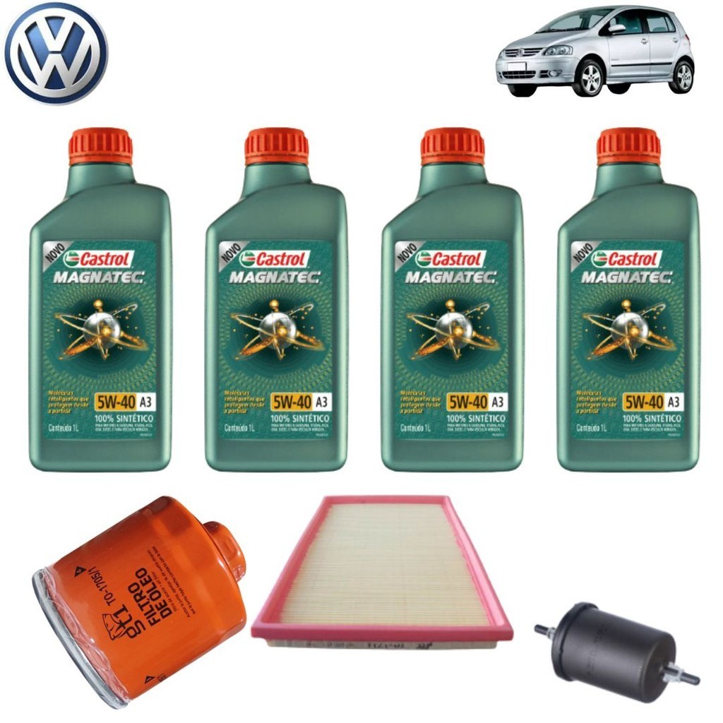 KIT TROCA DE ÓLEO VW CASTROL 5W40 MAGNATEC + FILTROS (FOX 1.0 8V)