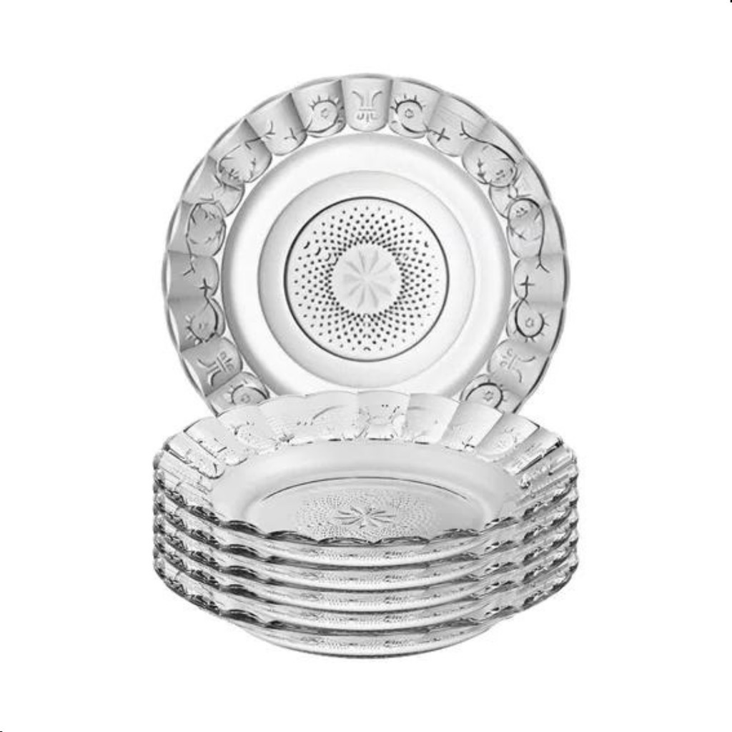 Jogo De Pratos Fundos Egípcio 6 Peças Estrela Transparente em Oferta na Shopee