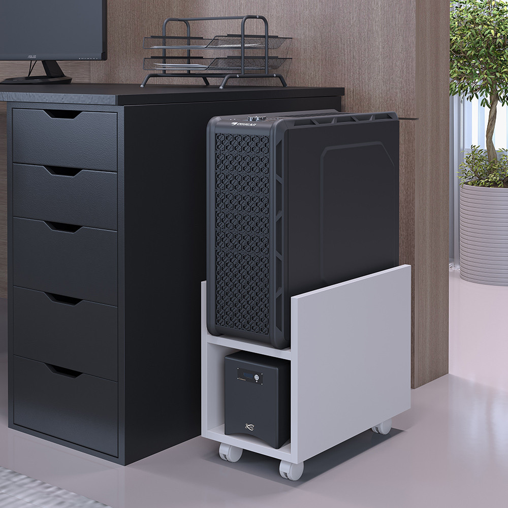 Suporte Para Cpu E Nobreak Com Rodízios Guide L03 Branco - Lyam Decor em Oferta na Shopee