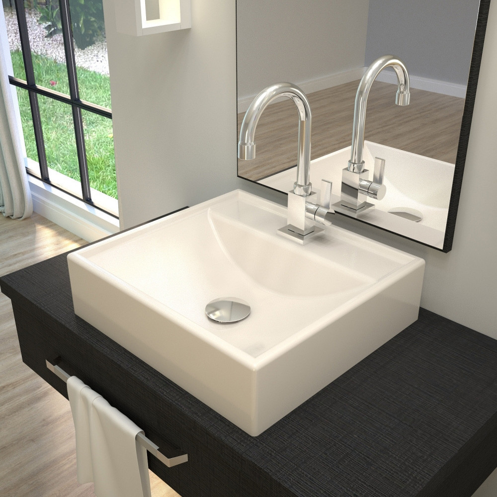 Cuba de Apoio Quadrada Para Banheiro Lavabo C01 Q39W Bege - Lyam Decor em Oferta na Shopee