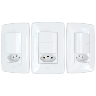 3 Interruptores Duplo simples com tomada 10A Branco Finesse+ B.lux em Oferta na Shopee
