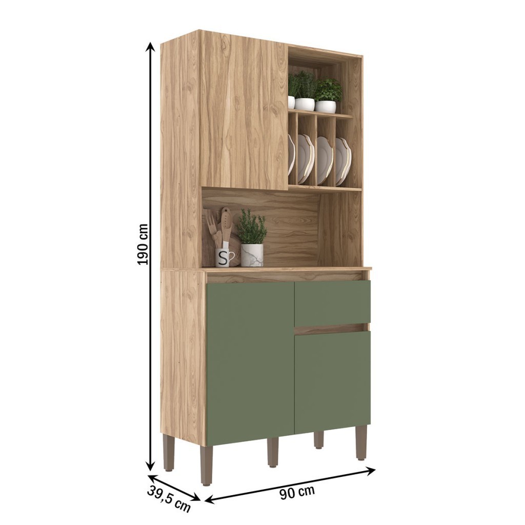 Detalhes do Armário de Cozinha 3 Portas 1 Gaveta Carvalho Oak/Arbo - Decibal