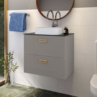 Gabinete Para Banheiro Em Aço Com Tampo Em Vidro Temperado Sem Cuba Odin Cinza em Oferta na Shopee