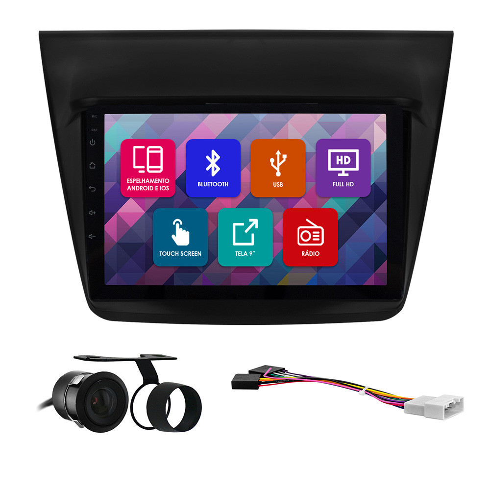 Kit Multimídia 9 Pol Corolla 2008 2009 2010 2011 2012 2013 Espelhamento Android Ios 2 Din Grafite Camera Ré