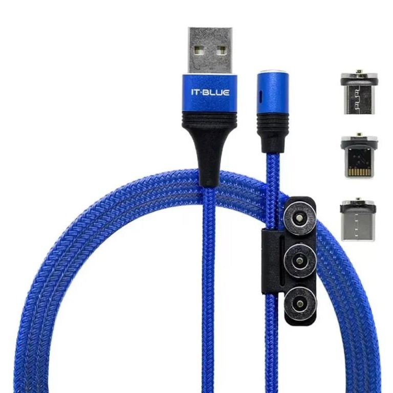 Cabo It-blue Com Conector Magnetico 3 Em 1 Le-842 1m Azul