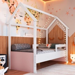 Cama Infantil Montessoriana Soninho Branco/Rosa - Panorama Móveis