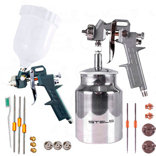 Kit Pistola De Pintura De Gravidade 600ml + Pistola Sucção 1000ml Com Bicos Profissional em Oferta na Shopee