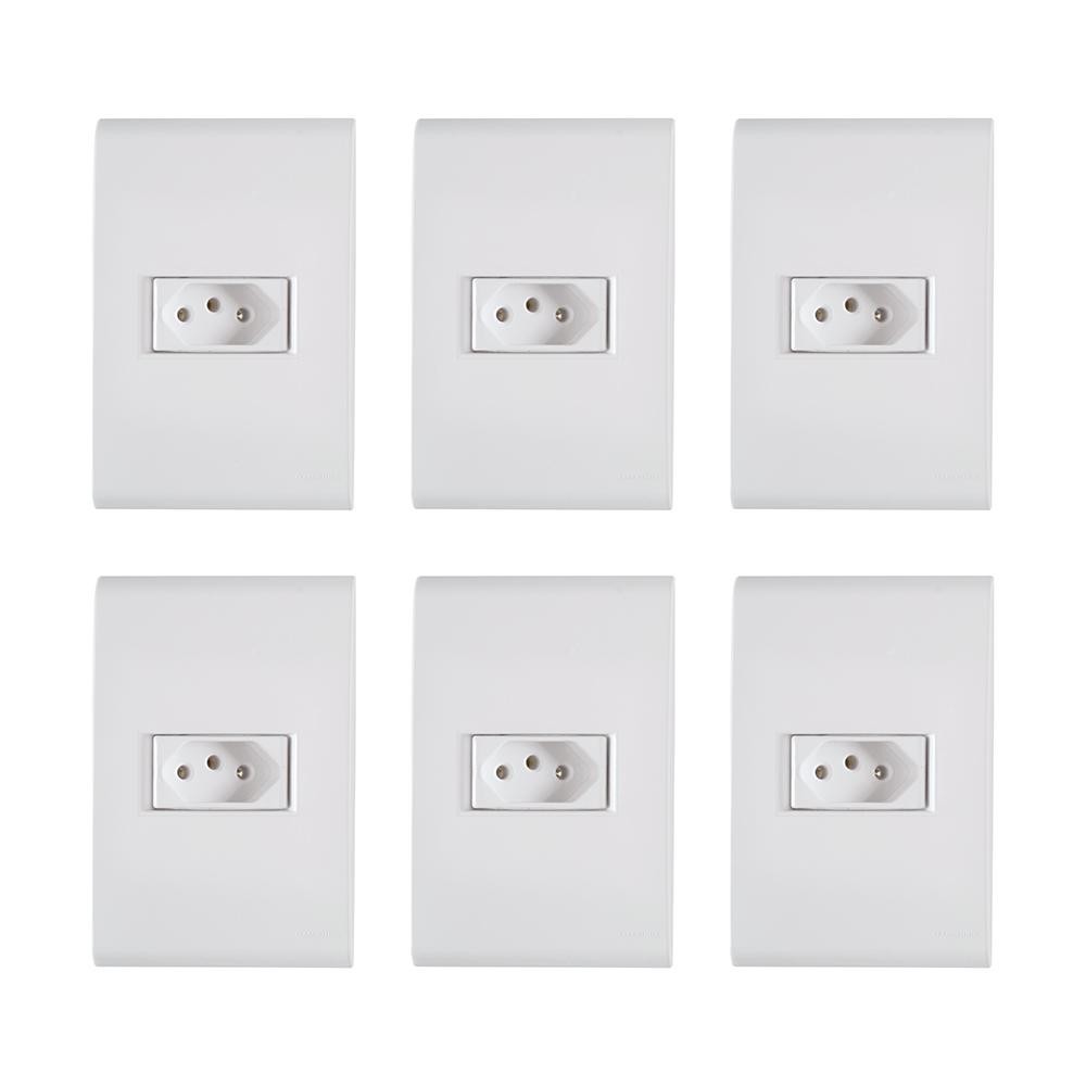 Kit com 06 Tomadas Tramontina Liz com 2 Pinos + Terra 10A/250V Branco em Oferta na Shopee