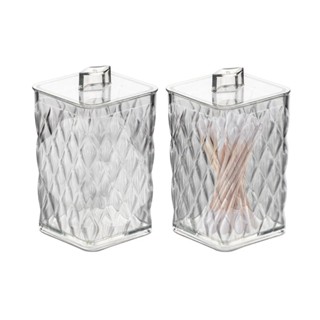 Kit Organizador com Tampa Porta Algodão e Cotonete Hastes Flexíveis 2 Peças Incolor Glamour Plasútil em Oferta na Shopee