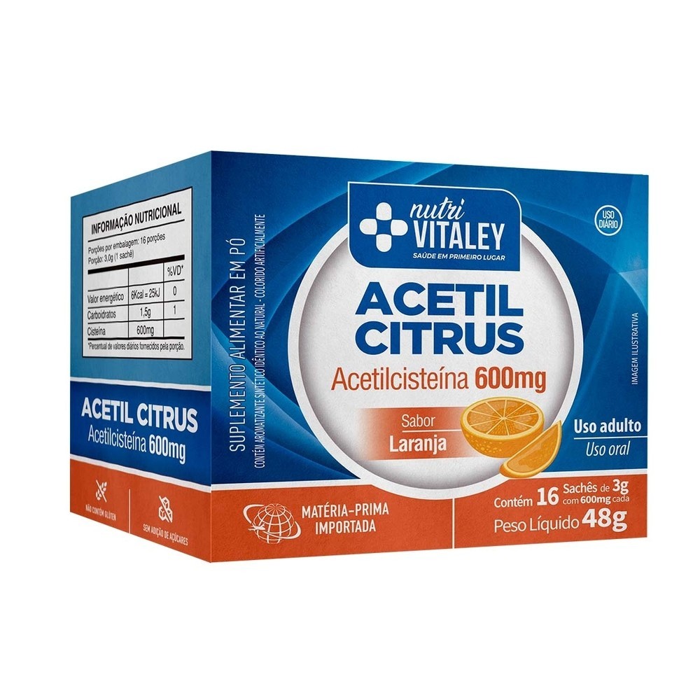 Acetilcitrus Vitaley 600mg 16 Saches 3g em Oferta na Shopee