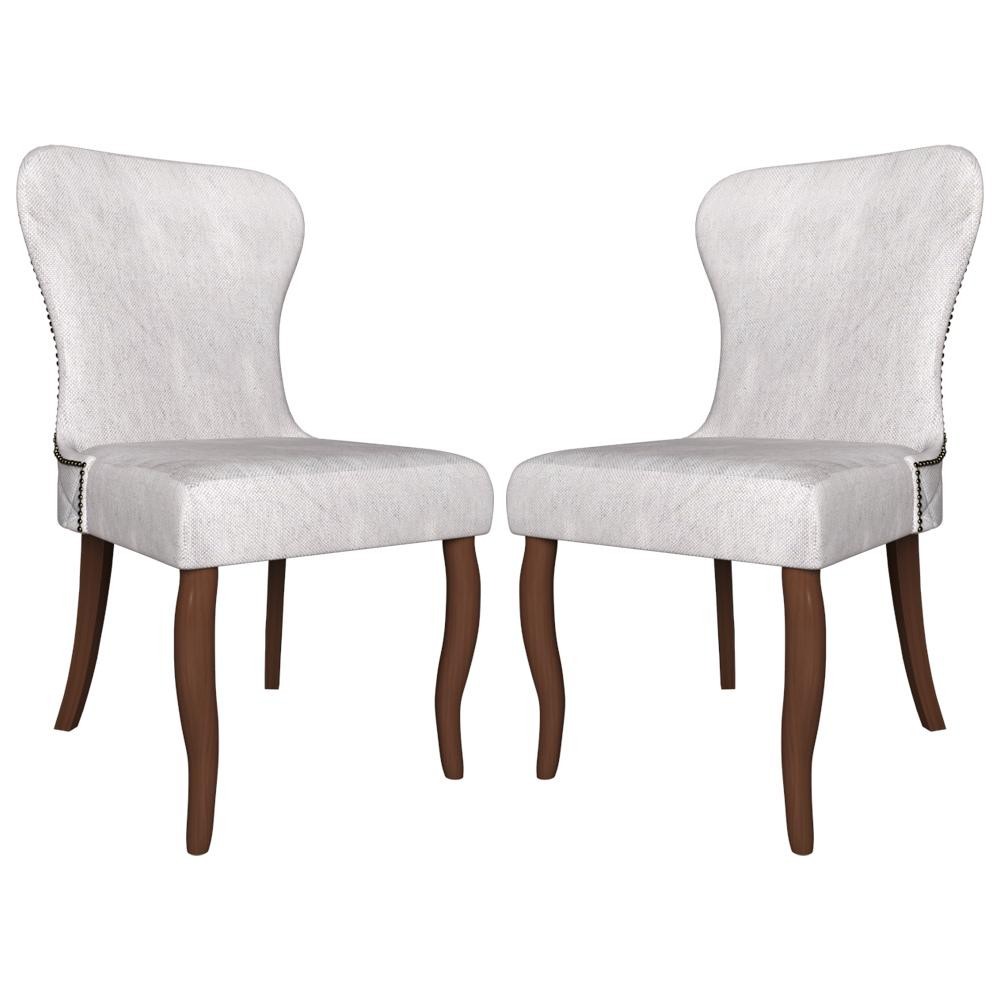 Kit 2 Cadeiras Decorativas Sala De Jantar Duque Madeira Linho Cinza G48 - Gran Belo