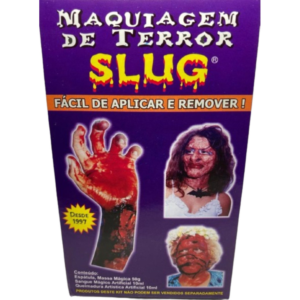 Kit Mágico Slug Maquiagem De Terror Halloween Zumbi Feridas Cosplay Carnaval