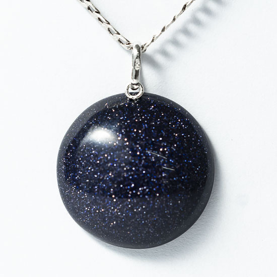 Colar Cabochão Disco Pedra Estrela Pino e Presilha Prata 950