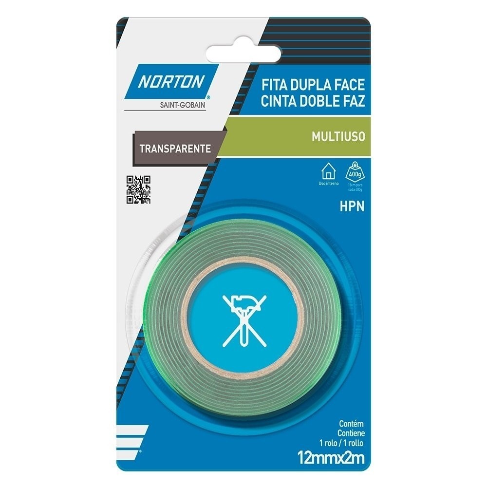 Fita Dupla Face Norton Transparente HPN 12mm x 2m em Oferta na Shopee