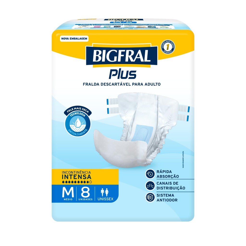 Fralda Bigfral Plus M 8 Unidades em Oferta na Shopee
