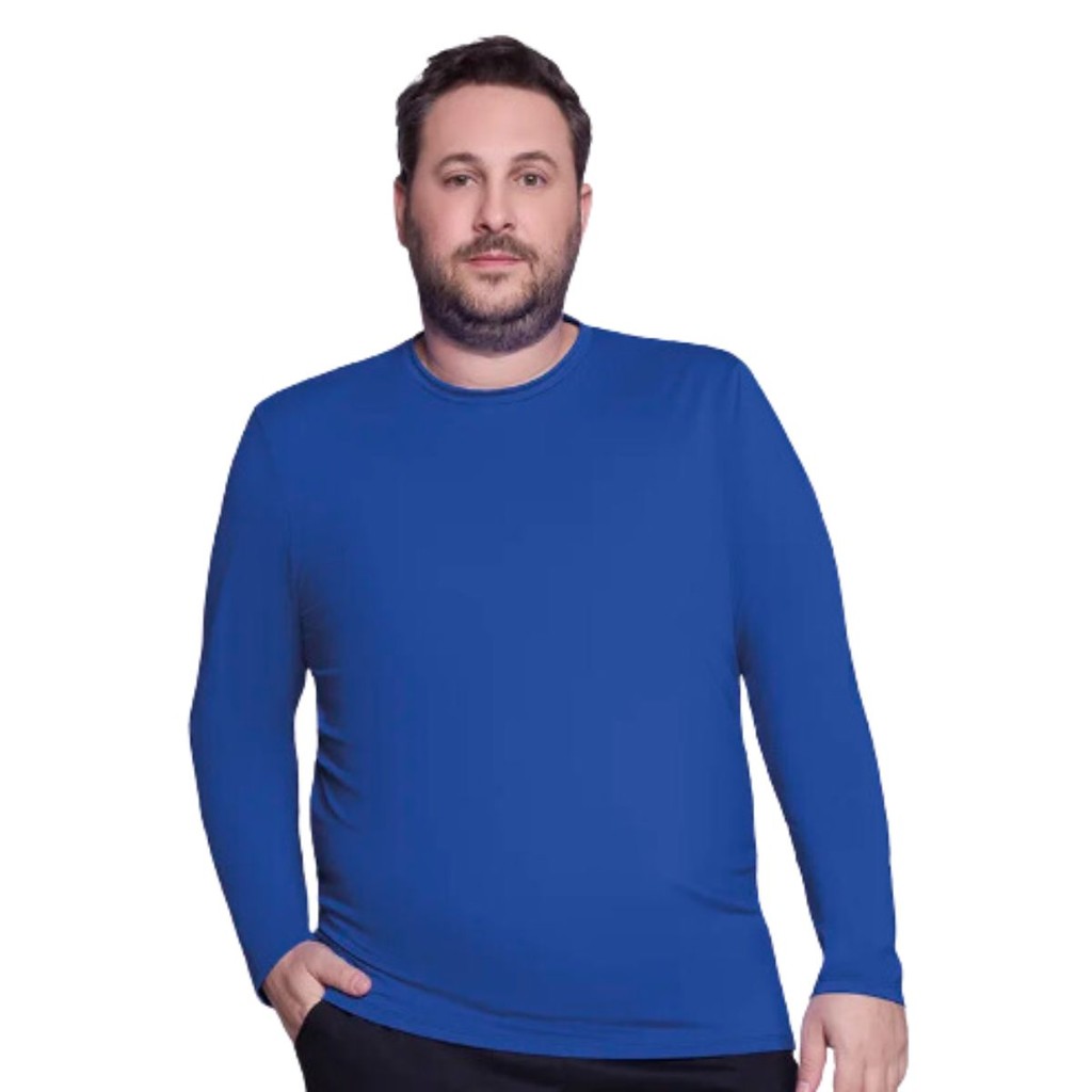Camiseta Plus Size Manga Longa Masculina Com Proteção UV Selene