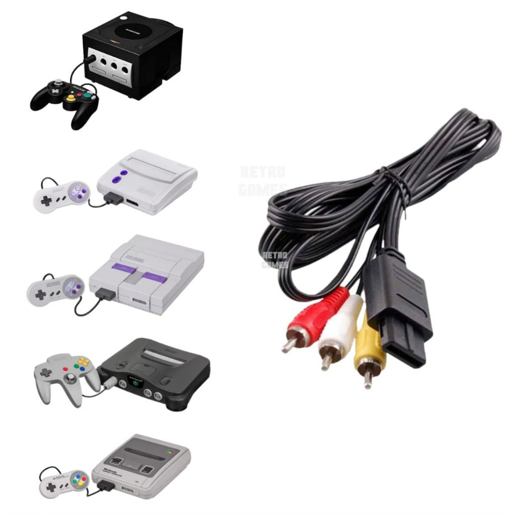 Cabo Av Audio E Video Rca Super Nintendo Gamecube N64 em Oferta na Shopee