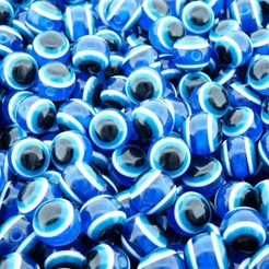 Bolinha Miçanga Olho Grego Azul 10mm 100 Peças - Bijuterias Pulseiras Colares Chaveiros Amuletos Artesanato