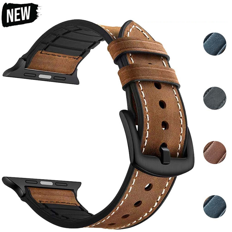 Pulseira De Relógio De Couro Compatível Com apple watch Ultra 3 2 49mm 46mm 44 45 42 40 41mm series11 10 9 8 7 6 5 4 3 S