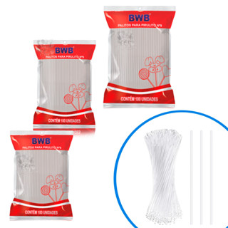 50~100 Canudo Palito Transparente para Topo Bolo e pirulitos em Oferta na Shopee
