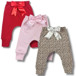 Kit 3 Calça Bebê Moda Blogueirinha Modinha Mini Diva com Laço Luxo Menina Feminino Verão Inverno c23110