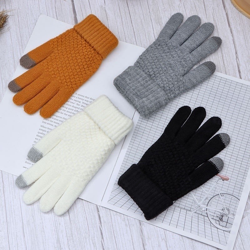 Detalhes do Luvas De Inverno Tricotadas De Lã Quentes Para Inverno Para Touch Screen / Luvas De Inverno