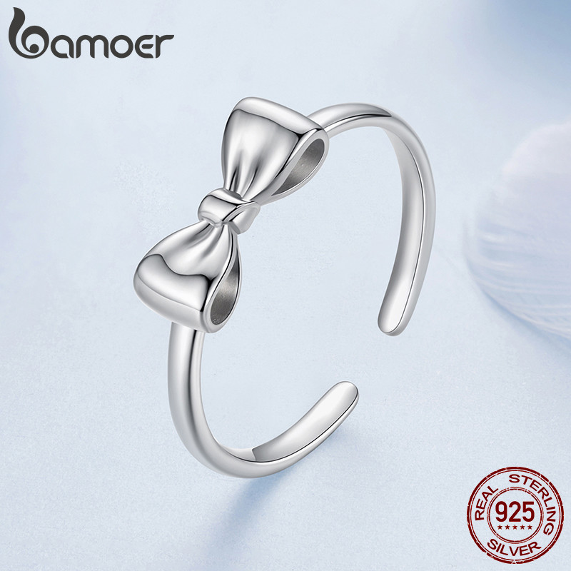 Detalhes do Bamoer 925 Sterling Sliver Bow-Nó Moda Joias Presentes Para Mulheres