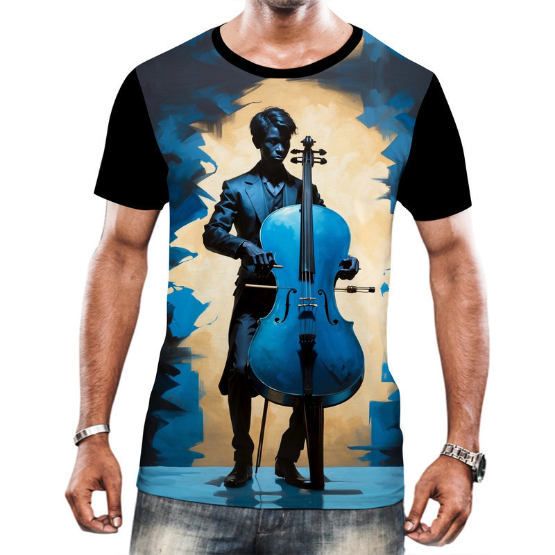 Camiseta Camisa Instrumento Corda Violoncelo Arte