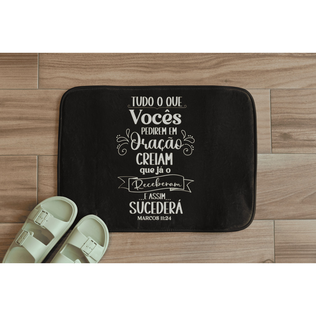 Imagem Tapete Decorativo para Porta Casa Entrada 70x35cm Tudo Que Pedir Em Oração