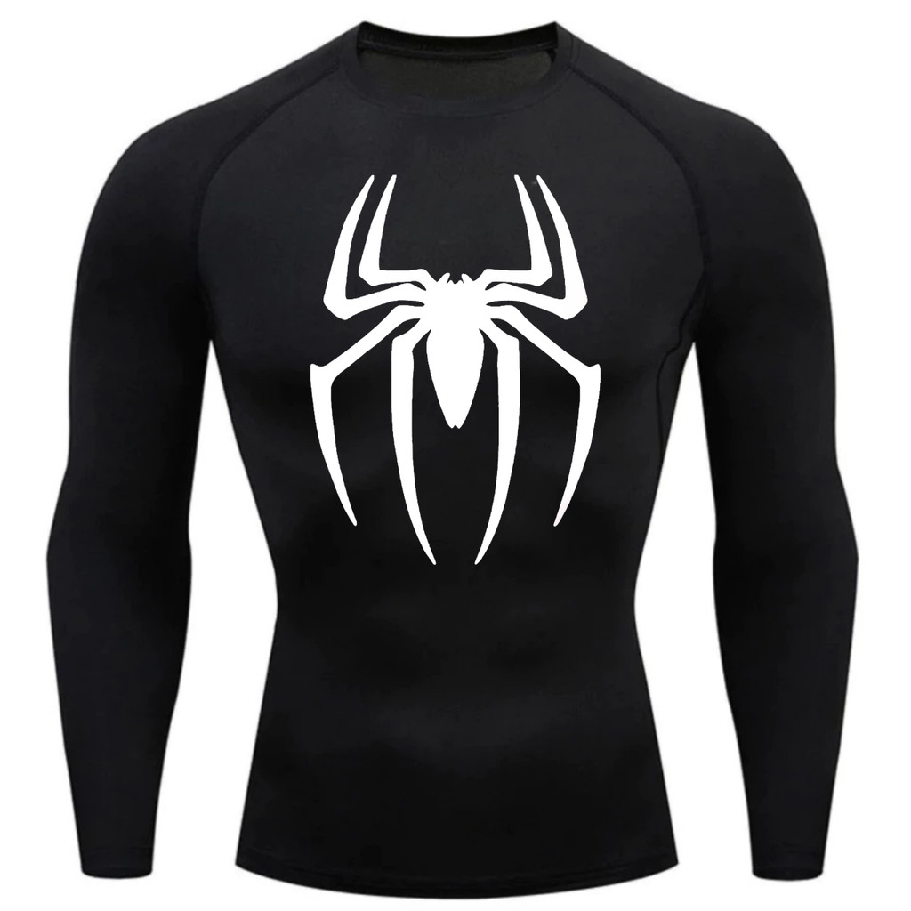 Camisa Compressão Proteção Uv 50+ Estampada Tecido Gelado Segunda Pele Manga Longa Aranha Venom Rash Guard