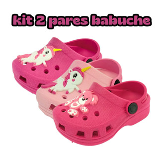 kit babuche 2 pares papete menina sandalia fofa em Oferta na Shopee
