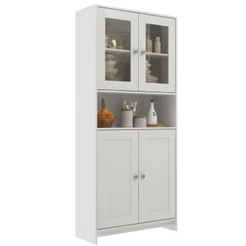 Armário de Cozinha 4 Portas com Vidro AC4005 84cm Branco - Decibal Móveis