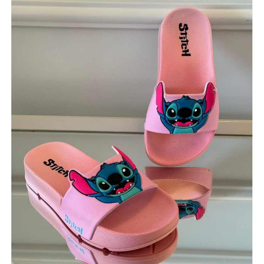 Lindo Chinelo Slide da Lilo & Stitch Mãe e Filha 26 ao 40 Azul e Rosa