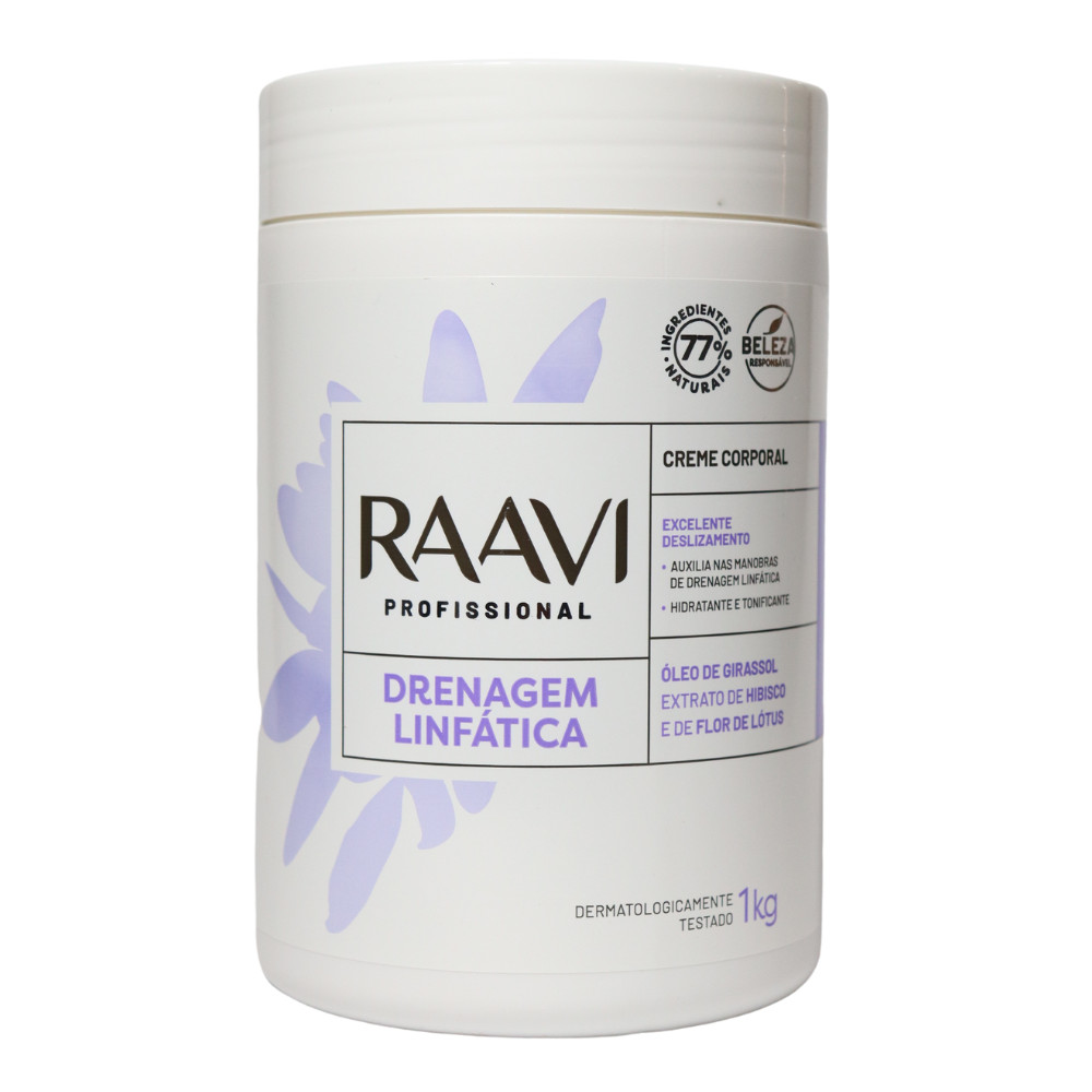 Creme Para Massagem Drenagem Corporal Linfática Raavi 1kg - Beauty