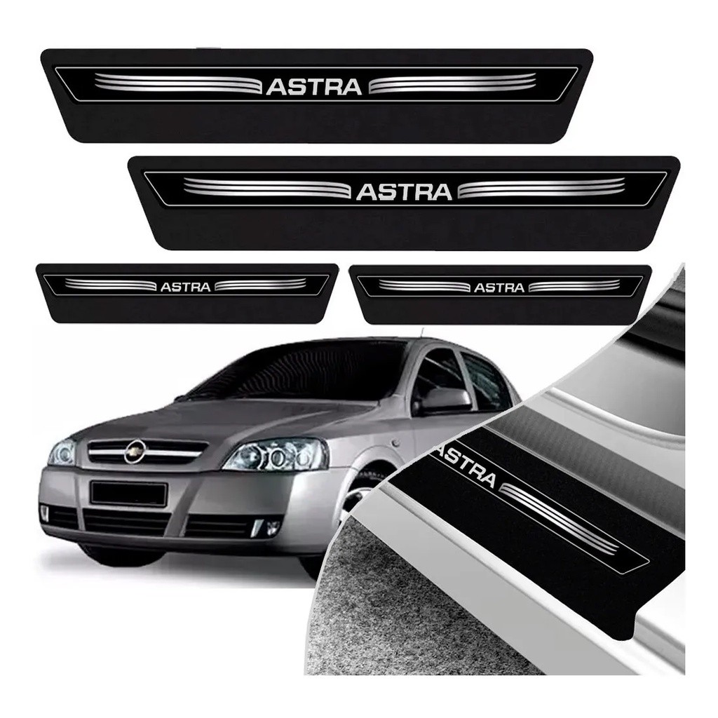 Kit 8 Peças Soleira Adesivo Porta Gm Astra 99 2000 2001 a 2011 - Preto