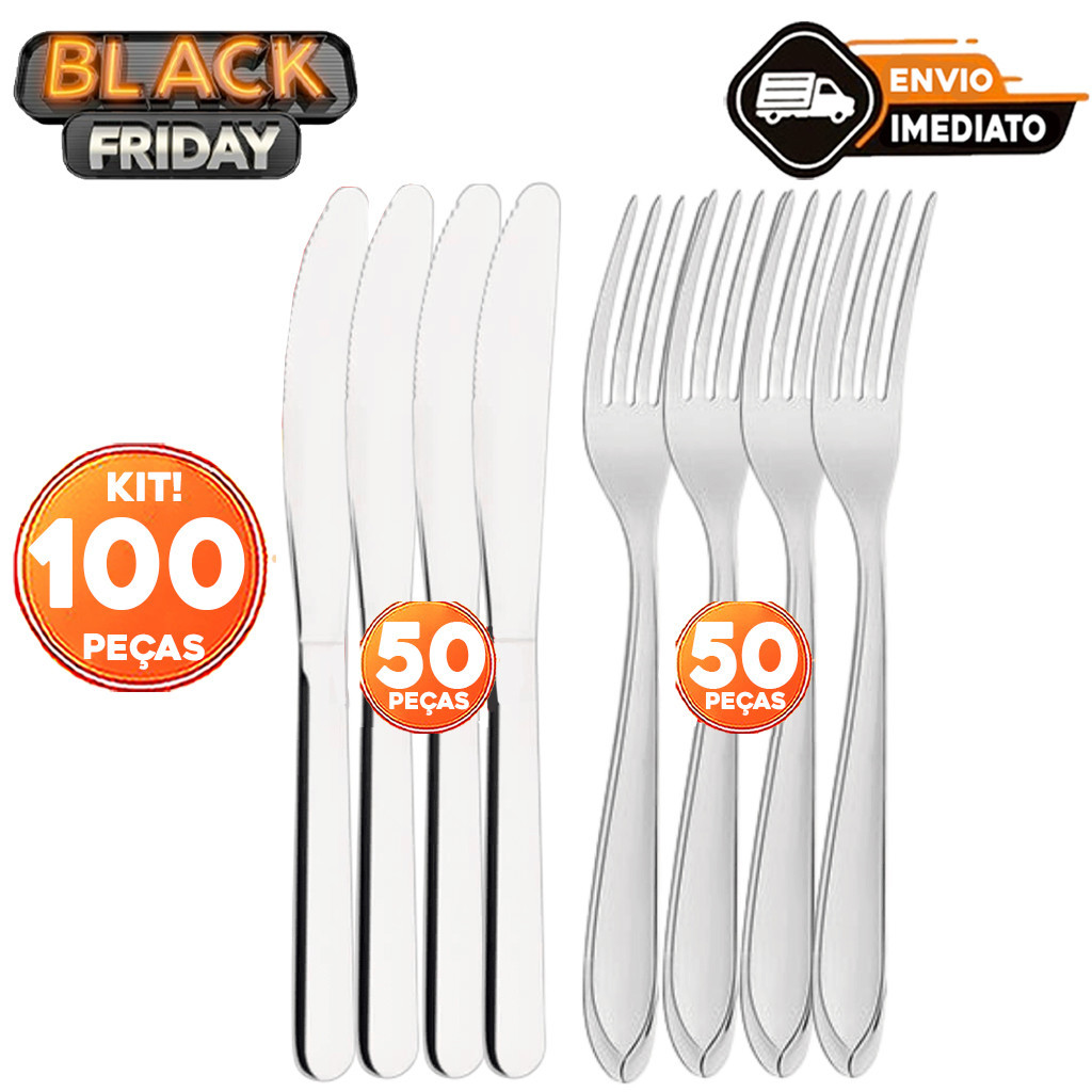Kit 100 Talheres Garfos e Facas em Aço Inoxidável Alta Qualidade Para Sua Cozinha Restaurantes