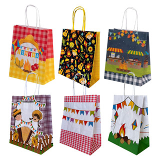Kit 10 Sacola Kraft Presente Docinhos Festa Junina São João em Oferta na Shopee