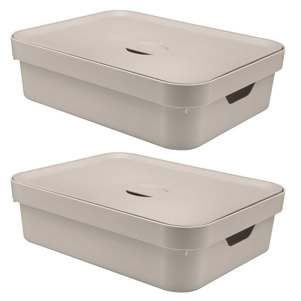 2x Caixa Organizadora Multiuso 16L OU Bege 13x35x45cm em Oferta na Shopee