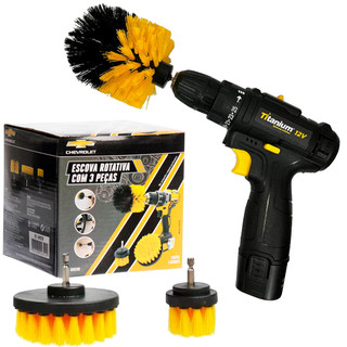 Kit Parafusadeira 12v Com Carregador E Bateria + Escovas Rotativas Para Limpeza 03 Peças em Oferta na Shopee