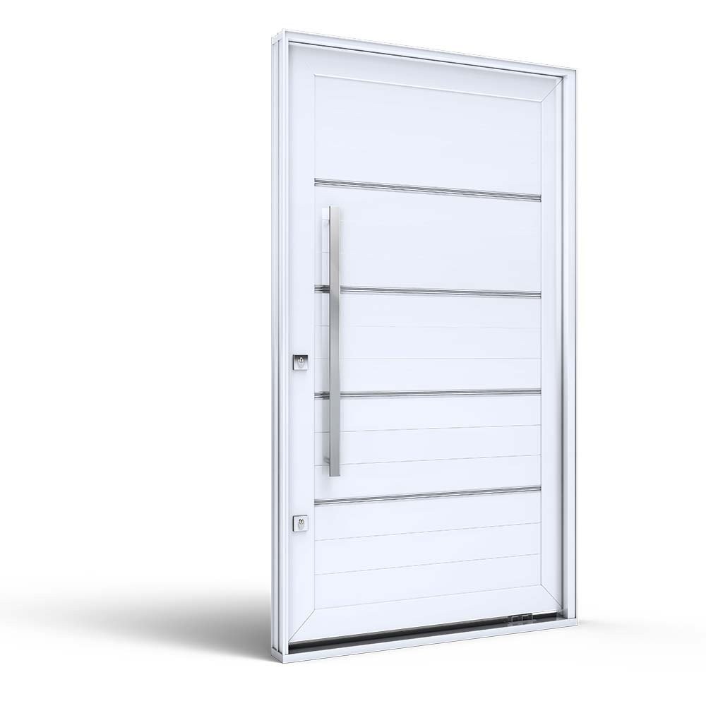 Porta Pivotante de Aluminio com  Friso Puxador de 1 metro 225x130 Lucasa Aluminio Direita - Home & Living