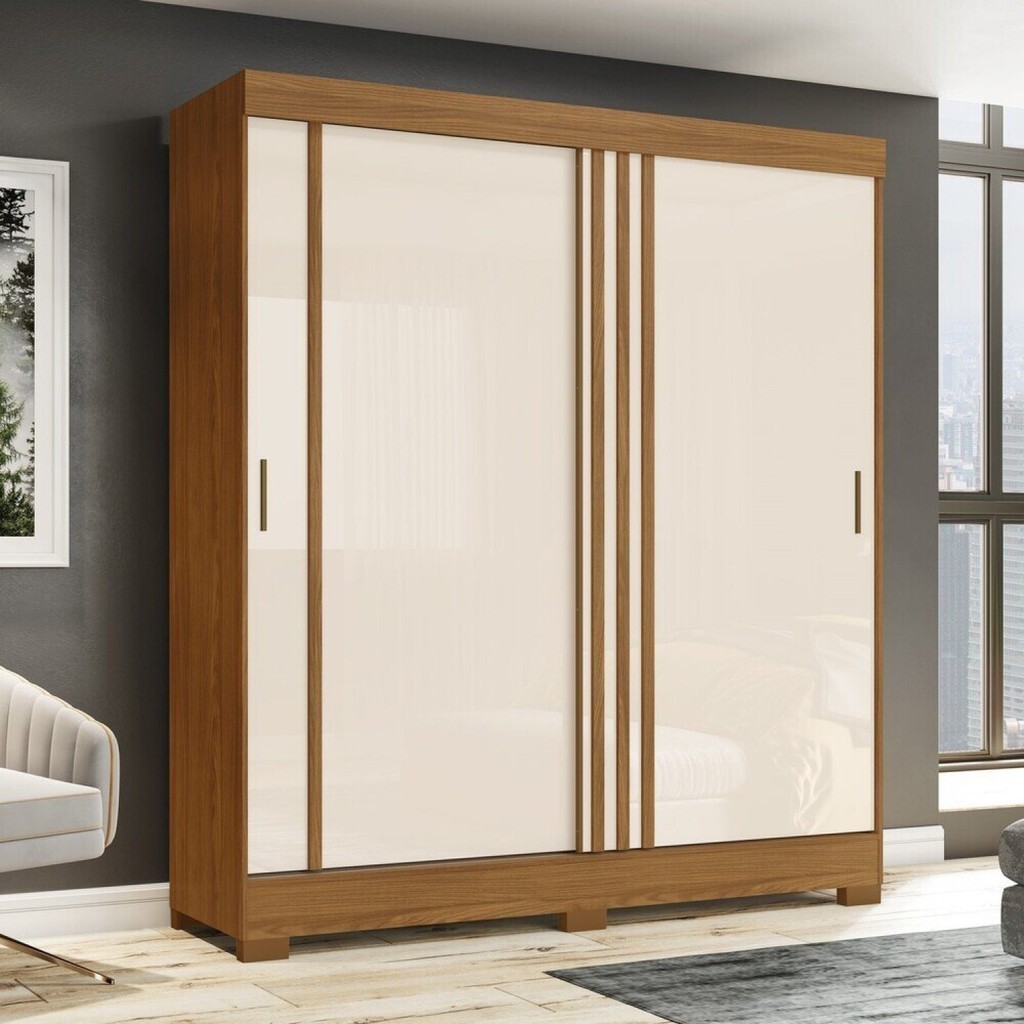 Guarda Roupa Solteiro 2 Portas de Correr 2 Gavetas B353 Briz - Home & Living