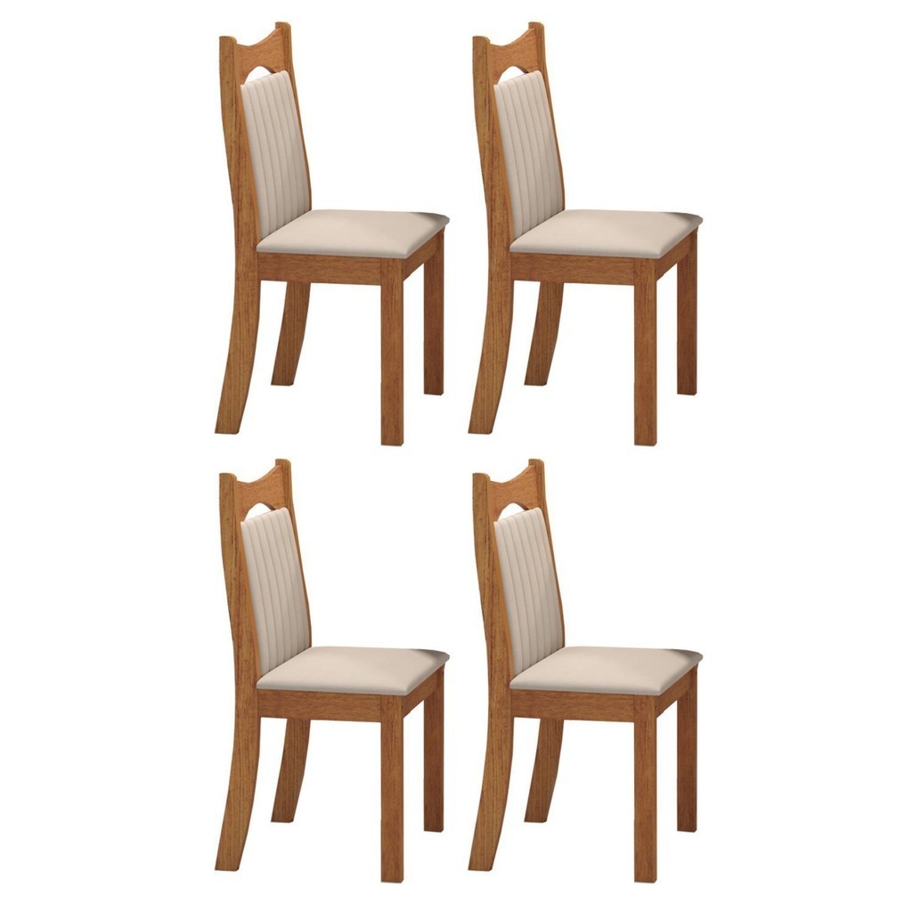 Kit 4 Cadeiras de Jantar Estofadas Veludo Dalas Yescasa Marfim - Home & Living