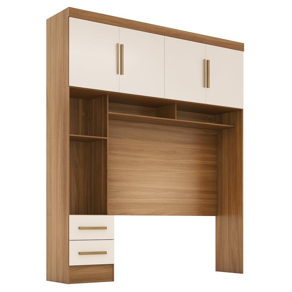 Módulo Closet Smart Aéreo com Criado 2 Gavetas com Maleiro Cinamomo/Off White em Oferta na Shopee