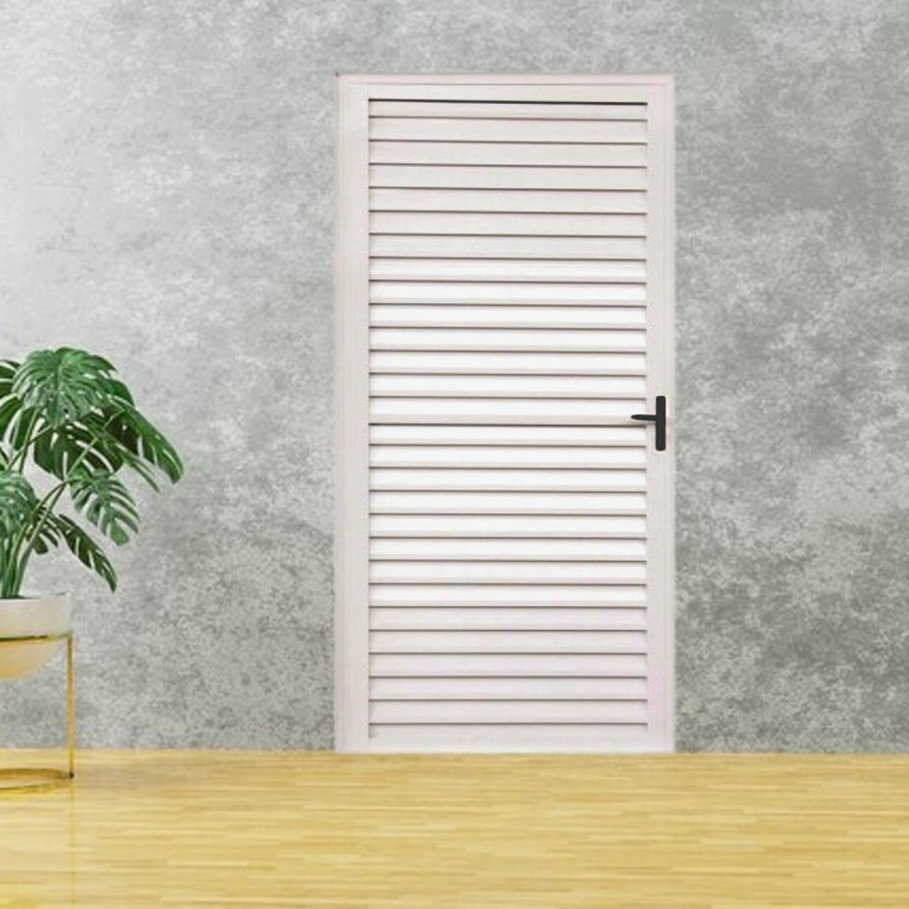 Porta Palheta de Alumínio 210 X 80cm Linha 25 Esquadrias Bergamo Abertura Esquerda Esquerda